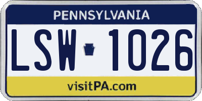 PA license plate LSW1026