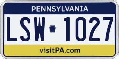 PA license plate LSW1027