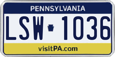 PA license plate LSW1036
