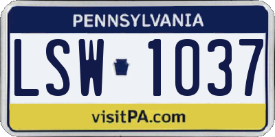 PA license plate LSW1037