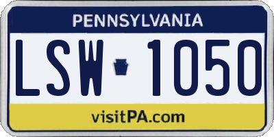 PA license plate LSW1050