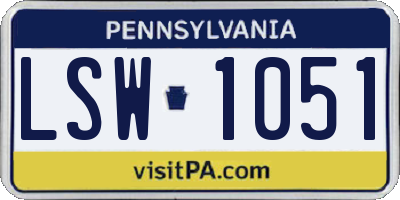 PA license plate LSW1051
