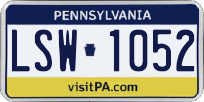 PA license plate LSW1052
