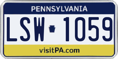 PA license plate LSW1059