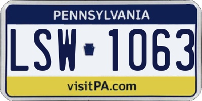 PA license plate LSW1063