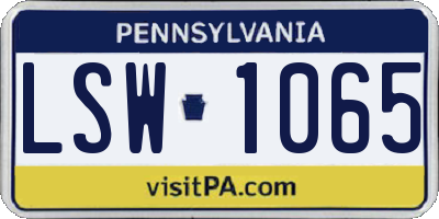 PA license plate LSW1065