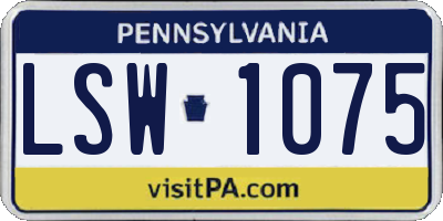PA license plate LSW1075