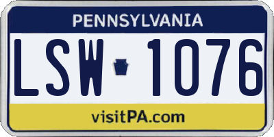 PA license plate LSW1076