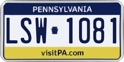 PA license plate LSW1081
