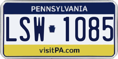 PA license plate LSW1085