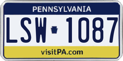 PA license plate LSW1087