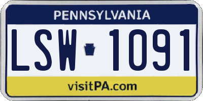 PA license plate LSW1091