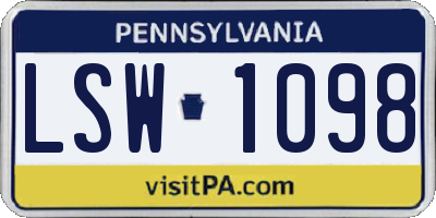PA license plate LSW1098