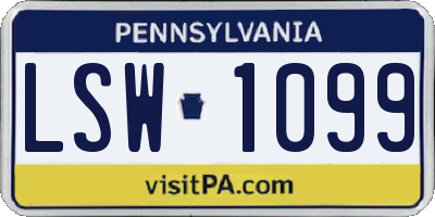 PA license plate LSW1099