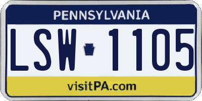 PA license plate LSW1105