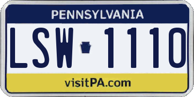 PA license plate LSW1110