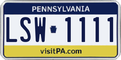 PA license plate LSW1111
