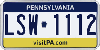 PA license plate LSW1112