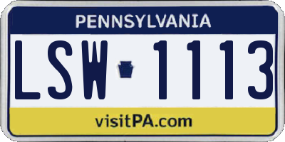 PA license plate LSW1113