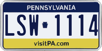 PA license plate LSW1114