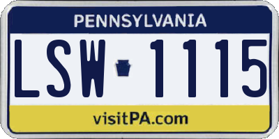 PA license plate LSW1115