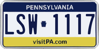 PA license plate LSW1117