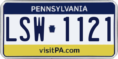 PA license plate LSW1121