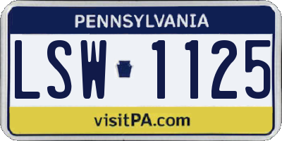 PA license plate LSW1125