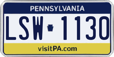 PA license plate LSW1130
