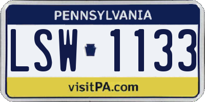 PA license plate LSW1133