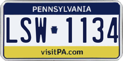 PA license plate LSW1134