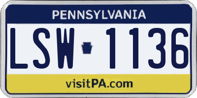 PA license plate LSW1136