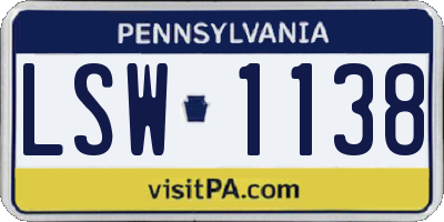 PA license plate LSW1138