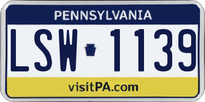 PA license plate LSW1139
