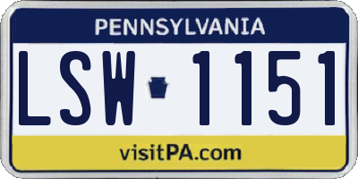 PA license plate LSW1151