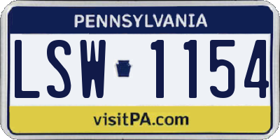 PA license plate LSW1154