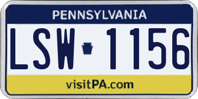 PA license plate LSW1156