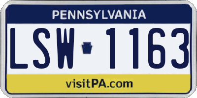 PA license plate LSW1163