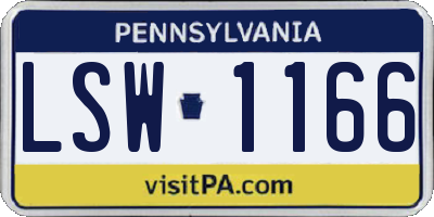 PA license plate LSW1166