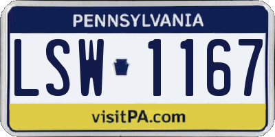 PA license plate LSW1167