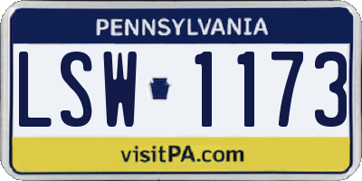 PA license plate LSW1173