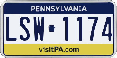 PA license plate LSW1174