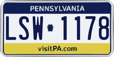 PA license plate LSW1178