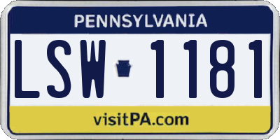PA license plate LSW1181