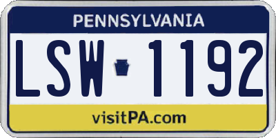 PA license plate LSW1192