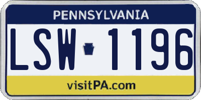 PA license plate LSW1196