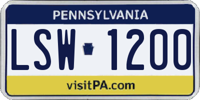 PA license plate LSW1200