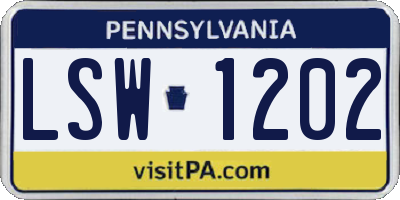 PA license plate LSW1202