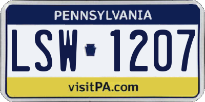 PA license plate LSW1207