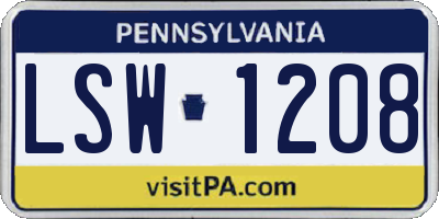 PA license plate LSW1208